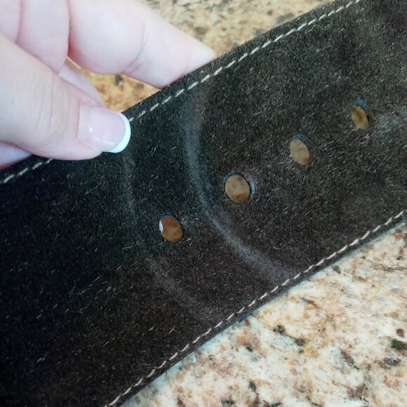 Banana Republic Wide Dark Chocolate Suede Leather Belt - Made in Italy - Picture 9 of 16